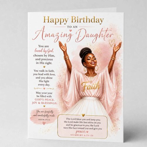 Christian Birthday Card For Daughter, Bible Verse, Numbers 6.24-26