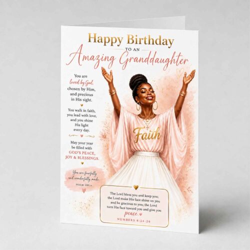 Christian Birthday Card For Granddaughter, Bible Verse, Numbers 6.24-26