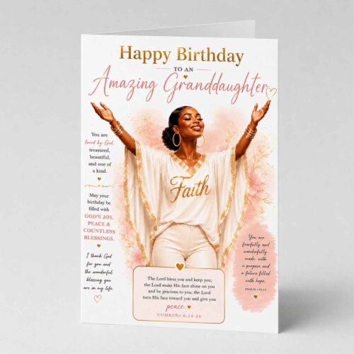 Christian Birthday Card For Granddaughter, Bible Verse, Numbers 6.24-26 (b)