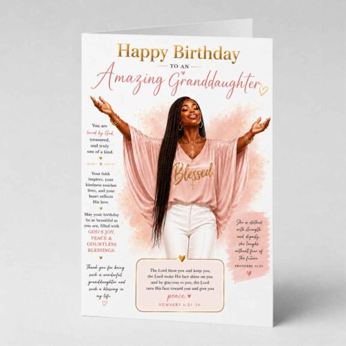 Christian Birthday Card For Granddaughter, Bible Verse, Numbers 6.24-26 (a)