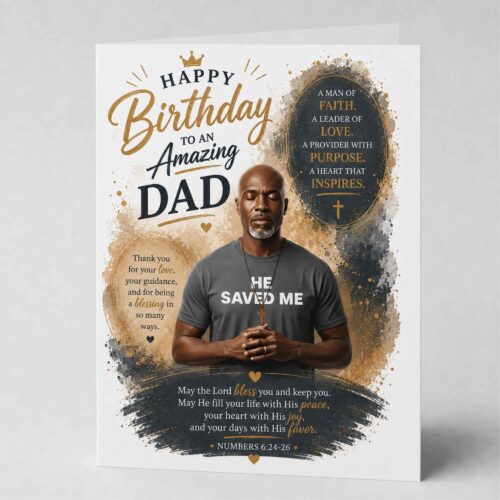 Christian Birthday Card For Dad, Bible Verse, Numbers 6.24-26