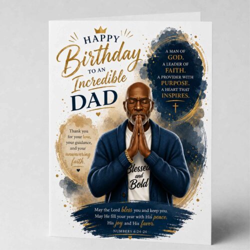 Christian Birthday Card For Dad, Bible Verse, Numbers 6.24-26