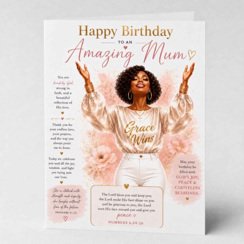 Christian Birthday Card For Mum, Bible Verse, Numbers 6.24-26