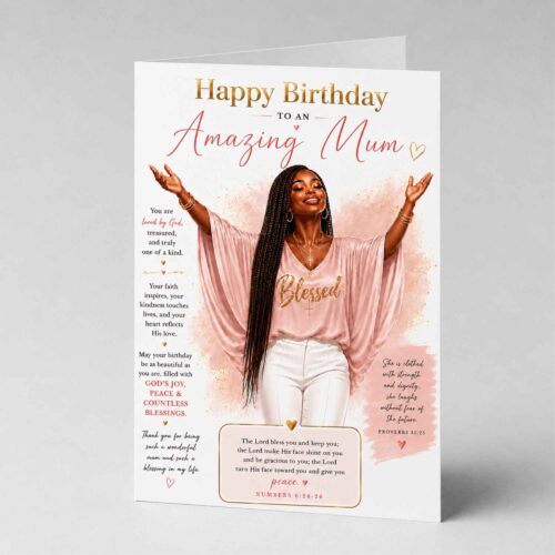 Christian Birthday Card For Mum, Bible Verse, Numbers 6.24-26