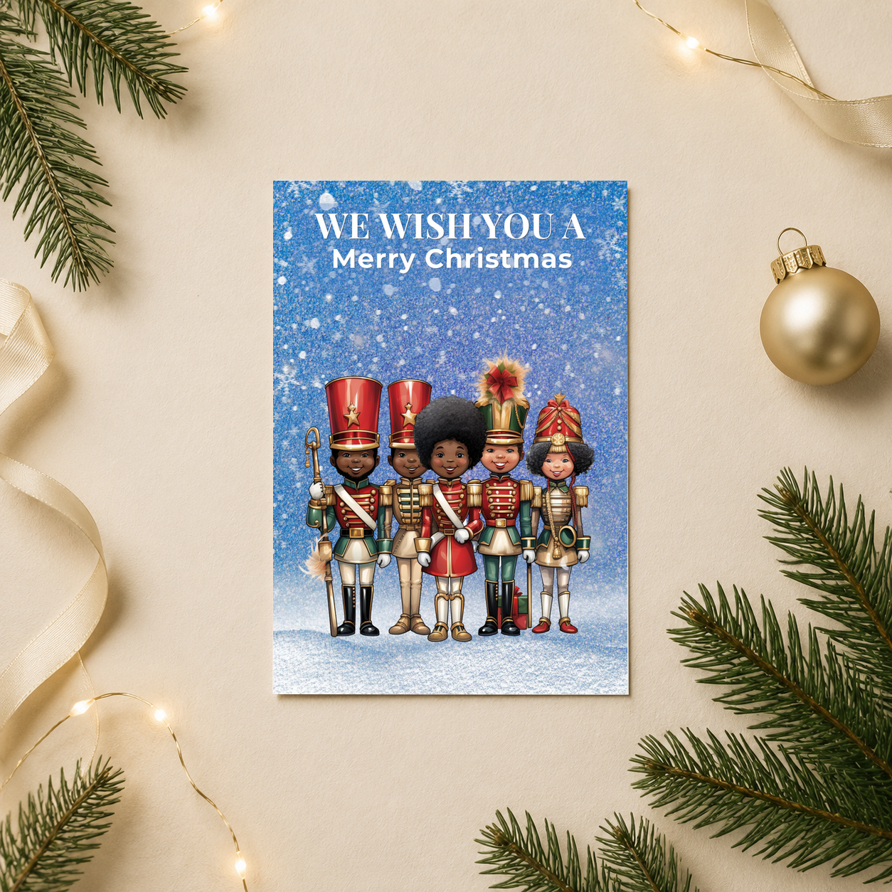 Nutcracker Group Christmas Card | Winter Blue | Merry Christmas Greeting - Image 2