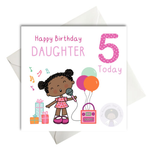 Girl Singing Happy Birthday Age card for Girls
