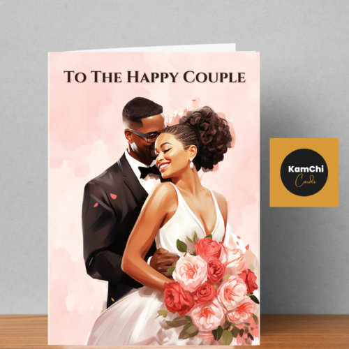 Black Couple Wedding Card, To the Happy Couple, Romantic Bride & Groom Card