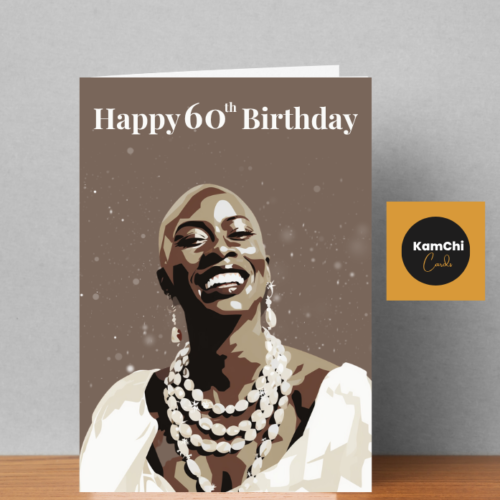 Black Woman 40th, 50th or 60th Birthday Card | Joyful Portrait |Short Hair