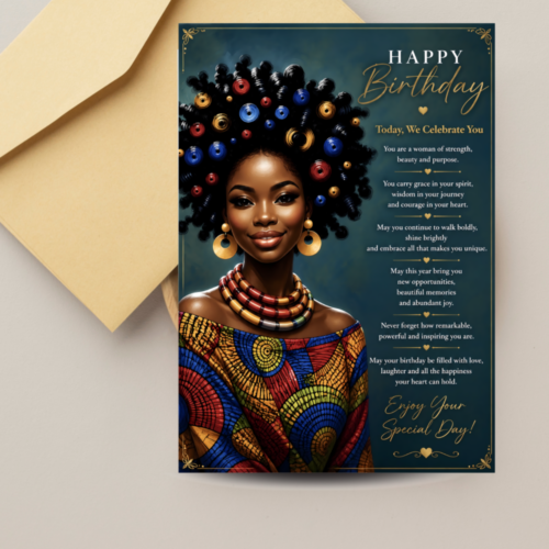 Afrocentric Birthday Affirmation Card - Today, We Celebrate You