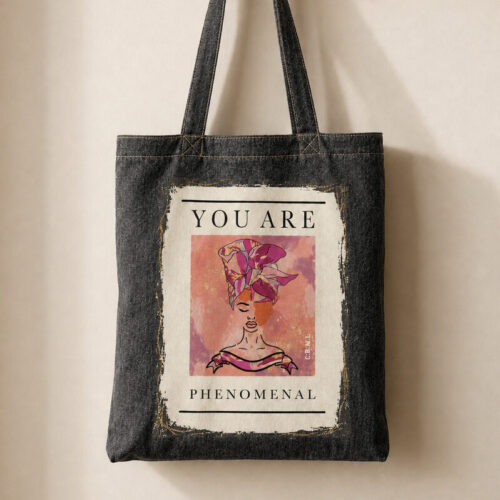BRB Affirmation PHENOMENAL - Denim Tote Bag by The Caramel Soldier
