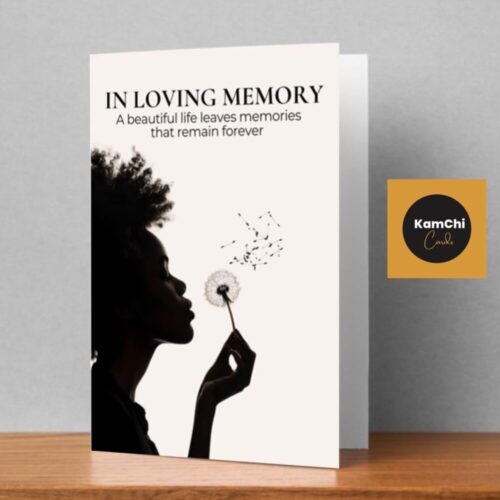 Black Woman In Loving Memory Sympathy Card – Dandelion Design Condolence Message