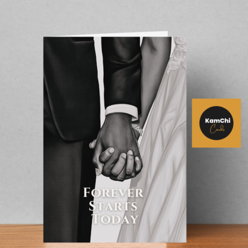 Black Couple Wedding Card, Forever Starts Today, African Wedding Card, Black Bride Groom Greeting Card, Luxury Wedding Keepsake Card