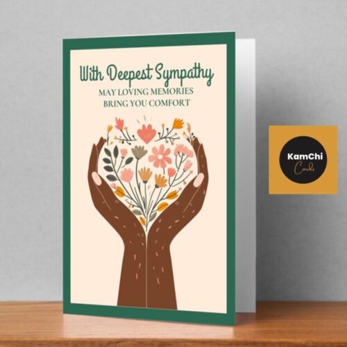 Deepest Sympathy Card – Floral Heart and Comforting Memories Condolence Message