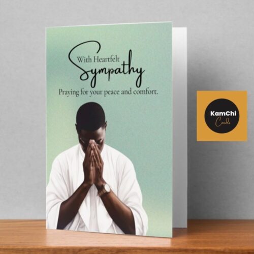 Black Man Heartfelt Sympathy Card – Praying for Peace and Comfort Condolence Message