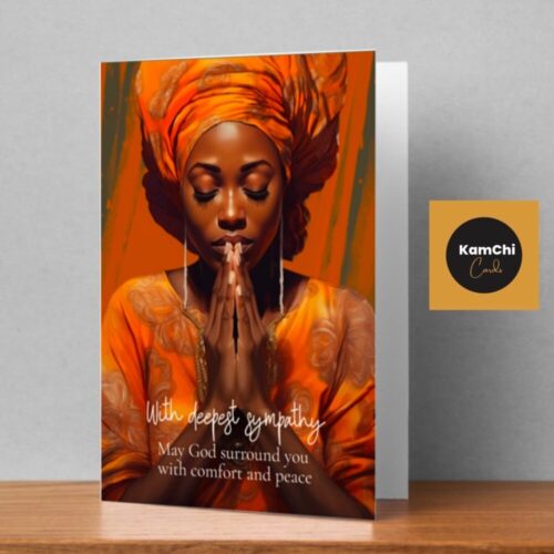 Black Woman Christian Sympathy Card – Comfort and Peace Prayer Condolence Message