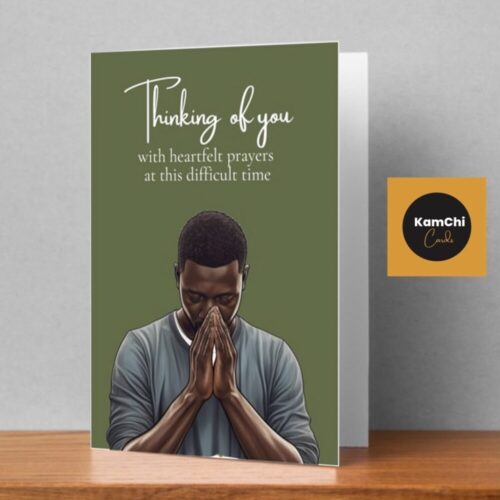 Black Man Sympathy Card – Thinking of You with Heartfelt Prayers Condolence Message