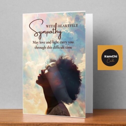 Black Woman Heartfelt Sympathy Card – Love and Light Message Condolence Message