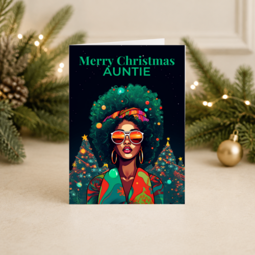 Christmas Card for Niece, Auntie or Cousin | Stylish Black Woman Fashion Design