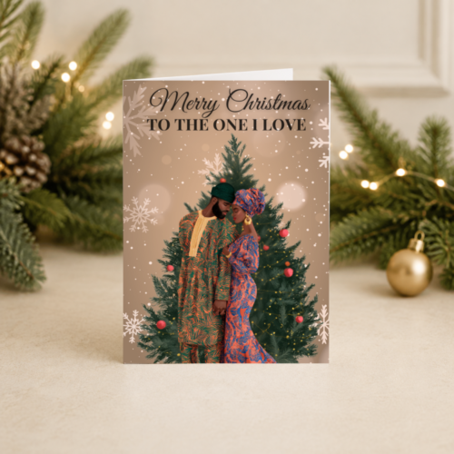 African Couple by Christmas Tree Card | Husband, Wife or One I Love