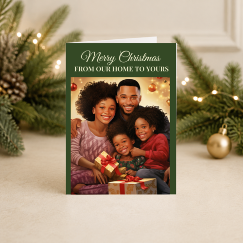 From Our Home to Yours Christmas Card | Warm Black Family Portrait