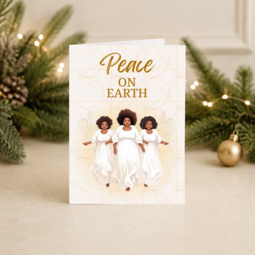 Peace on Earth Christmas Card | Three Black Angels | Elegant Religious Design