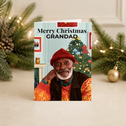 Christmas Card for Dad or Grandad | Older Black Man Festive Portrait