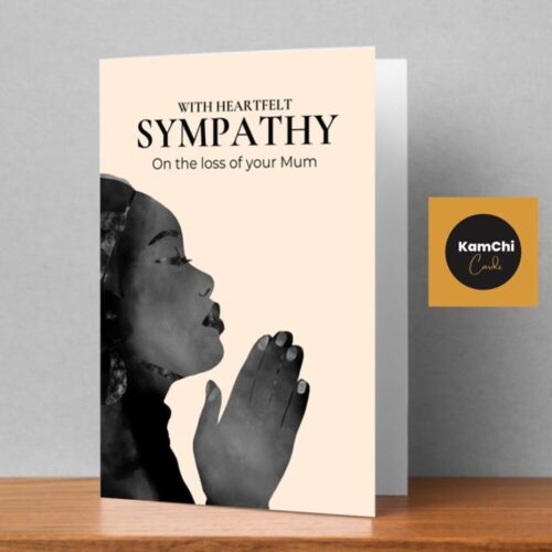 Sympathy Card on the Loss of Mum – Black Woman Prayer Design Condolence Message
