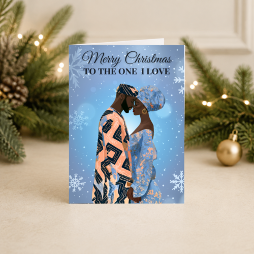 Romantic African Couple Christmas Card | Husband, Wife or One I Love