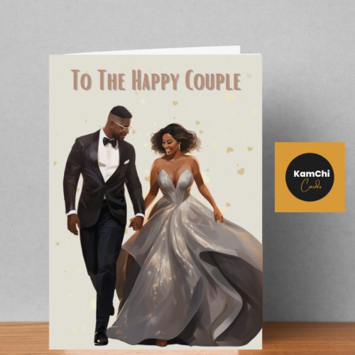 Black Couple Wedding Congratulations Card, To the Happy Couple, Bride & Groom, Modern, Fun Wedding Card