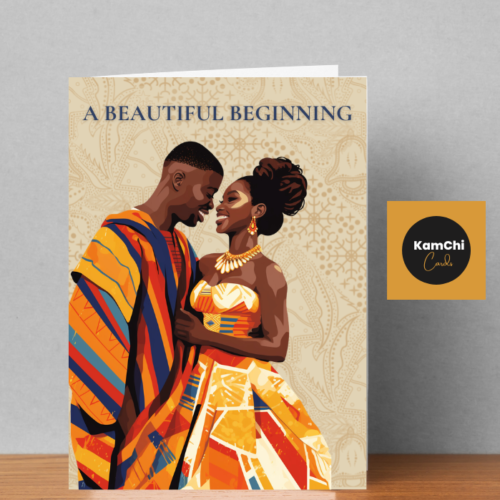 African Wedding Card, Black Couple Wedding Card, A Beautiful Beginning, Traditional African Bride Groom Greeting Card, Luxury Wedding Card