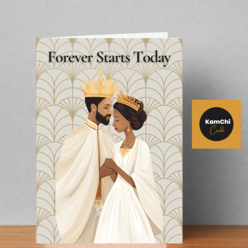 African Wedding Card, Black Couple Wedding Card, A Beautiful Beginning, Traditional African Bride Groom Greeting Card, Luxury Wedding Card (Copy)