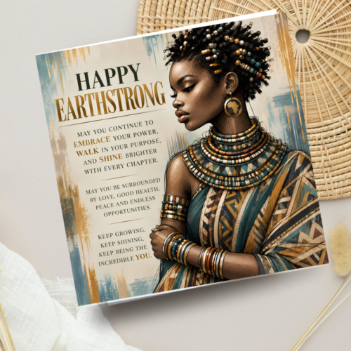Happy Earthstrong Card for Her, Afrocentric Birthday Card