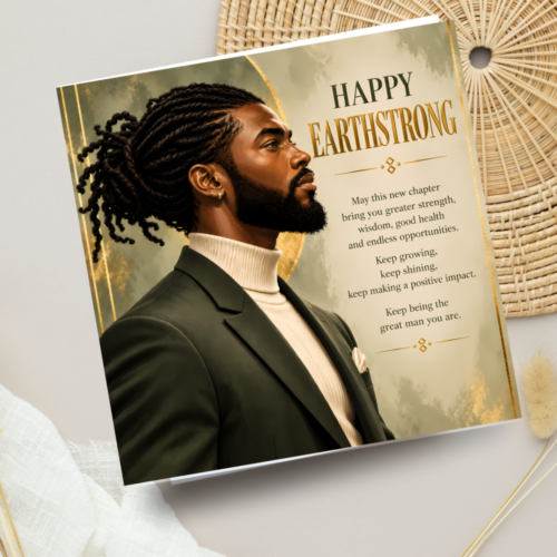 Luxury Earthstrong Celebration Card for Him | Elegant Black Gentleman Birthday Artwork