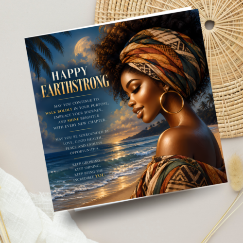 Happy Earthstrong Card for Her, Afrocentric Birthday Card