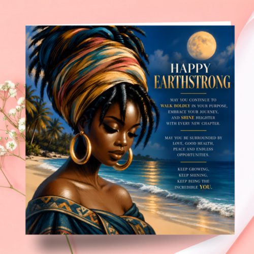 Happy Earthstrong Card for Her, Afrocentric Birthday Card