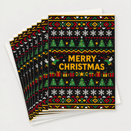 Fair Isle Style Caribbean Inspired Christmas Card (Pack of 10)