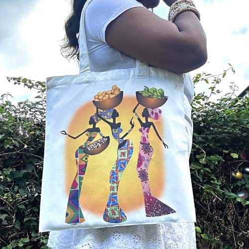 Double sided work play tote bag